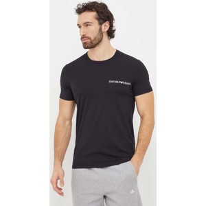 Czarny t-shirt Emporio Armani z nadrukiem w stylu casual z krótkim rękawem