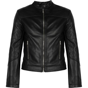 Czarna kurtka ubierzsie.com bez kaptura w rockowym stylu krótka