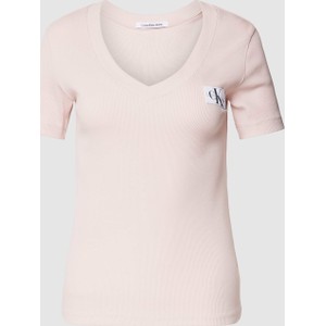 Różowy t-shirt Calvin Klein z bawełny