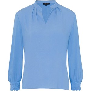 Niebieska bluzka More & More w stylu casual z dekoltem w kształcie litery v