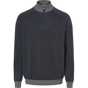 Granatowy sweter Finshley & Harding w stylu casual z bawełny ze stójką