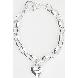 Reserved - Posrebrzana bransoletka z zawieszką w kształcie serca - srebrny