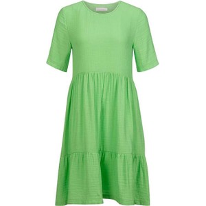Zielona sukienka Rich & Royal w stylu casual z krótkim rękawem z okrągłym dekoltem