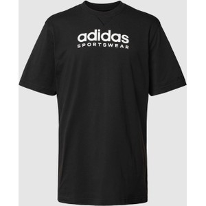 Czarny t-shirt Adidas Sportswear z nadrukiem z bawełny