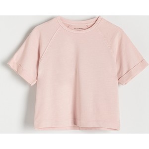Różowa bluzka dziecięca Reserved z krótkim rękawem dla dziewczynek z bawełny