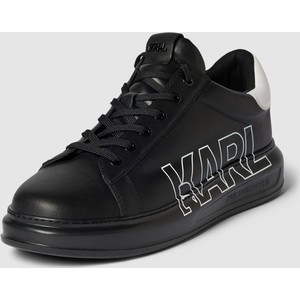 Czarne buty sportowe Karl Lagerfeld ze skóry sznurowane w sportowym stylu