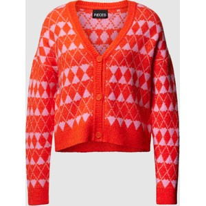 Pomarańczowy sweter Pieces w bożonarodzeniowy wzór w stylu casual