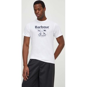 T-shirt Barbour w młodzieżowym stylu z bawełny z krótkim rękawem