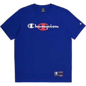 Niebieski t-shirt Champion z krótkim rękawem w stylu klasycznym
