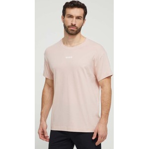 Różowy t-shirt Hugo Boss z nadrukiem z bawełny