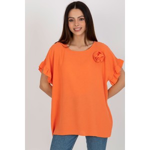 Pomarańczowa bluzka ITALY MODA w stylu casual z krótkim rękawem