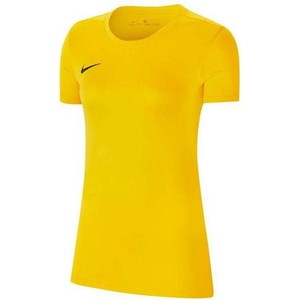 Żółta bluzka Nike z okrągłym dekoltem w sportowym stylu