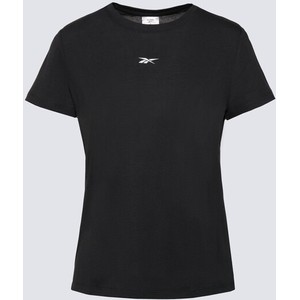 Czarny t-shirt Reebok w stylu casual z krótkim rękawem z okrągłym dekoltem