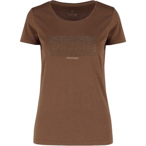 Brązowy t-shirt volcano.pl z bawełny z krótkim rękawem
