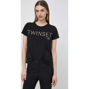 T-shirt Twinset w młodzieżowym stylu z okrągłym dekoltem