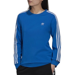 Niebieska bluzka Adidas z okrągłym dekoltem w stylu klasycznym z bawełny