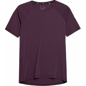 Fioletowa bluzka 4F w sportowym stylu z krótkim rękawem z okrągłym dekoltem