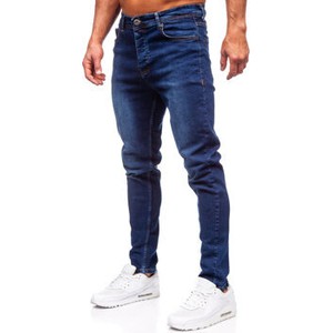 Granatowe jeansy Denley z bawełny w stylu casual