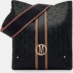 Czarna torebka Mohito średnia z nadrukiem w stylu glamour