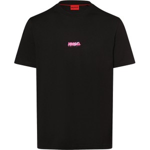 Czarny t-shirt Hugo Boss z krótkim rękawem z bawełny z nadrukiem