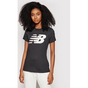 Czarna bluzka New Balance z krótkim rękawem w sportowym stylu