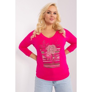 Różowa bluzka Relevance w młodzieżowym stylu z długim rękawem z nadrukiem