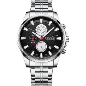 Merg Srebrny zegarek męski bransoleta duży solidny Perfect M503 szary, srebrny
