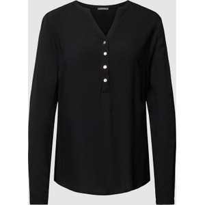 Czarna bluzka Montego w stylu casual z długim rękawem z dekoltem w kształcie litery v
