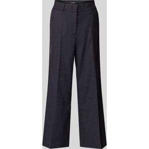 Granatowe spodnie Cambio w stylu retro z lnu