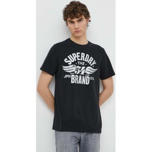 Czarny t-shirt Superdry z nadrukiem z krótkim rękawem