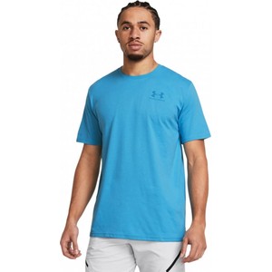 Niebieski t-shirt Under Armour z bawełny z krótkim rękawem z nadrukiem