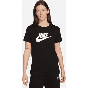 Czarny t-shirt Nike z bawełny z krótkim rękawem z okrągłym dekoltem