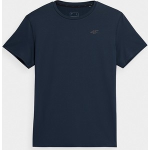 Granatowy t-shirt 4F z krótkim rękawem w stylu casual
