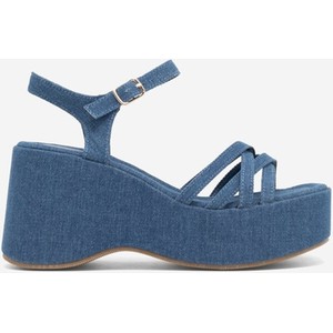 Niebieskie sandały Jenny Fairy z klamrami na średnim obcasie