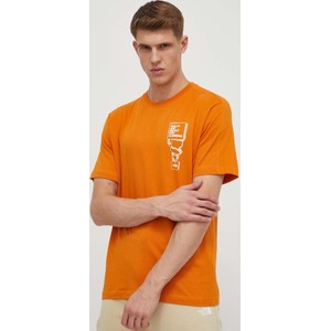 Pomarańczowy t-shirt The North Face z nadrukiem z krótkim rękawem