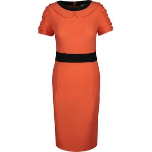 Pomarańczowa sukienka Fokus ołówkowa z krótkim rękawem midi