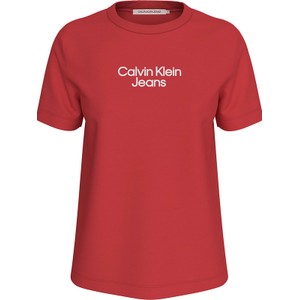 Czerwony t-shirt Calvin Klein z bawełny