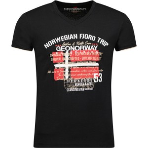 Czarny t-shirt Geographical Norway w młodzieżowym stylu z krótkim rękawem