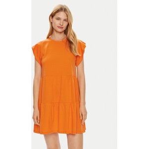 Pomarańczowa sukienka Vila mini oversize z krótkim rękawem
