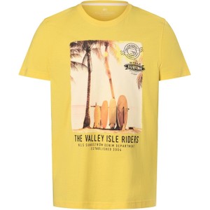 Żółty t-shirt Nils Sundström w młodzieżowym stylu z bawełny z nadrukiem