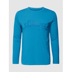 Niebieska koszulka z długim rękawem S.Oliver z bawełny z nadrukiem