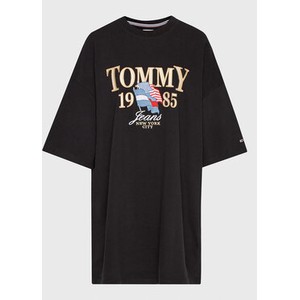 Czarna bluzka Tommy Jeans w młodzieżowym stylu z okrągłym dekoltem
