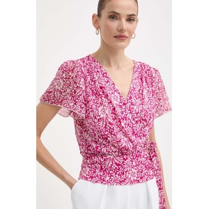 Różowa bluzka Morgan z dekoltem w kształcie litery v w stylu casual
