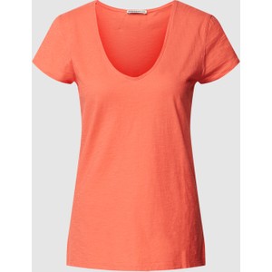Pomarańczowy t-shirt Drykorn z okrągłym dekoltem z krótkim rękawem w stylu casual