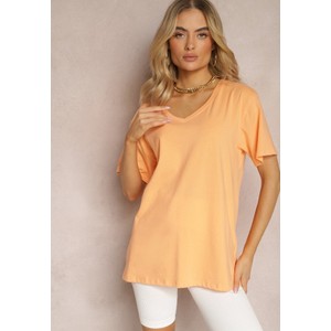 Pomarańczowy t-shirt Renee w stylu klasycznym z bawełny