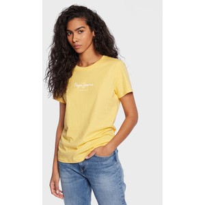 Żółty t-shirt Pepe Jeans z okrągłym dekoltem