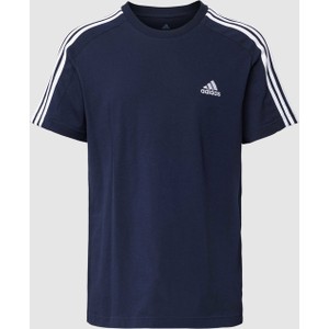 Granatowy t-shirt Adidas Sportswear z bawełny z krótkim rękawem