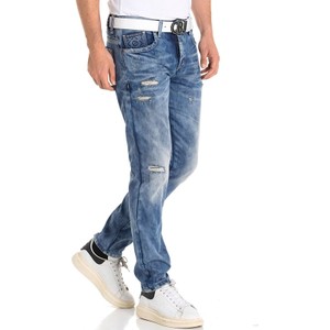 Niebieskie jeansy Cipo & Baxx z bawełny w stylu casual