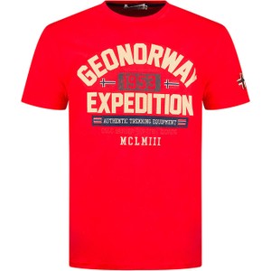 Czerwony t-shirt Geographical Norway w młodzieżowym stylu