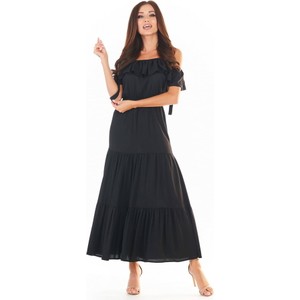 Czarna sukienka Awama z krótkim rękawem hiszpanka